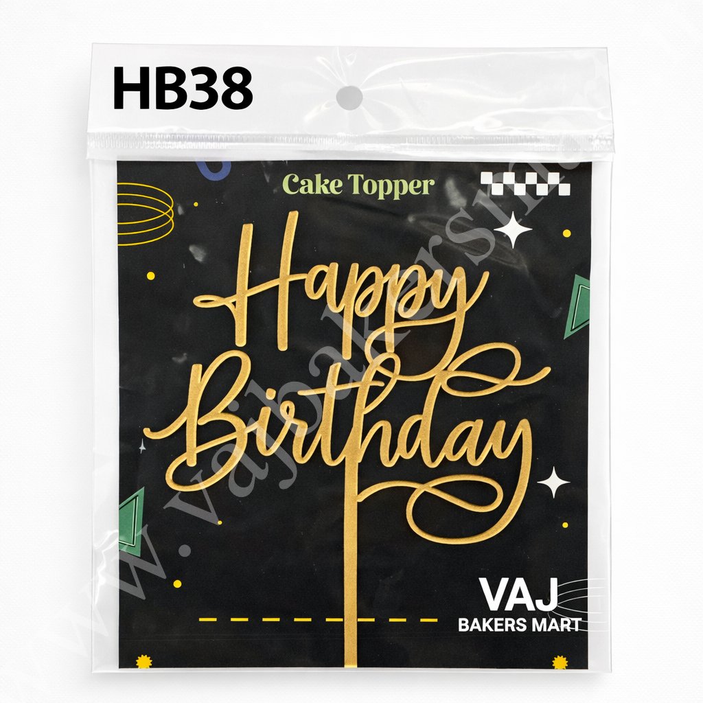 HB38 Acrylic Happy Birthday Topper