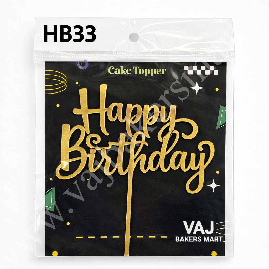 HB33 Acrylic Happy Birthday Topper