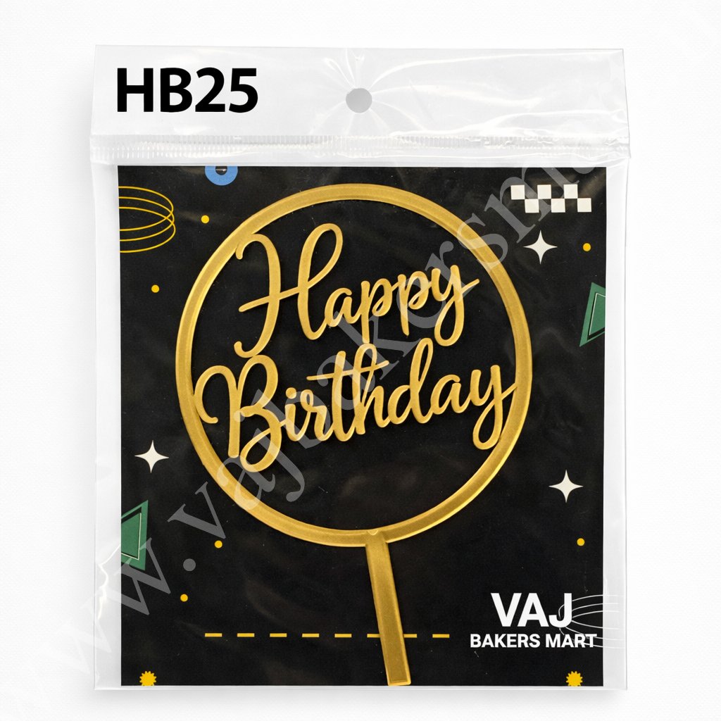 HB25 Acrylic Happy Birthday Topper