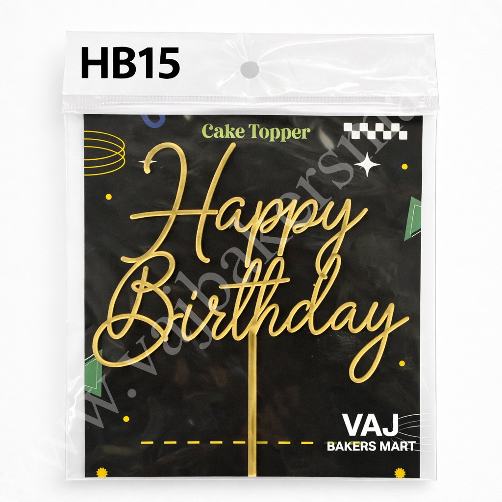 HB15 Acrylic Happy Birthday Topper
