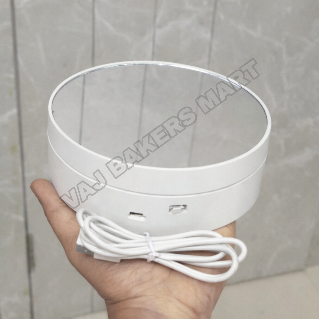 Electric 360 Rotating Stand 6" White (Mirror Top)