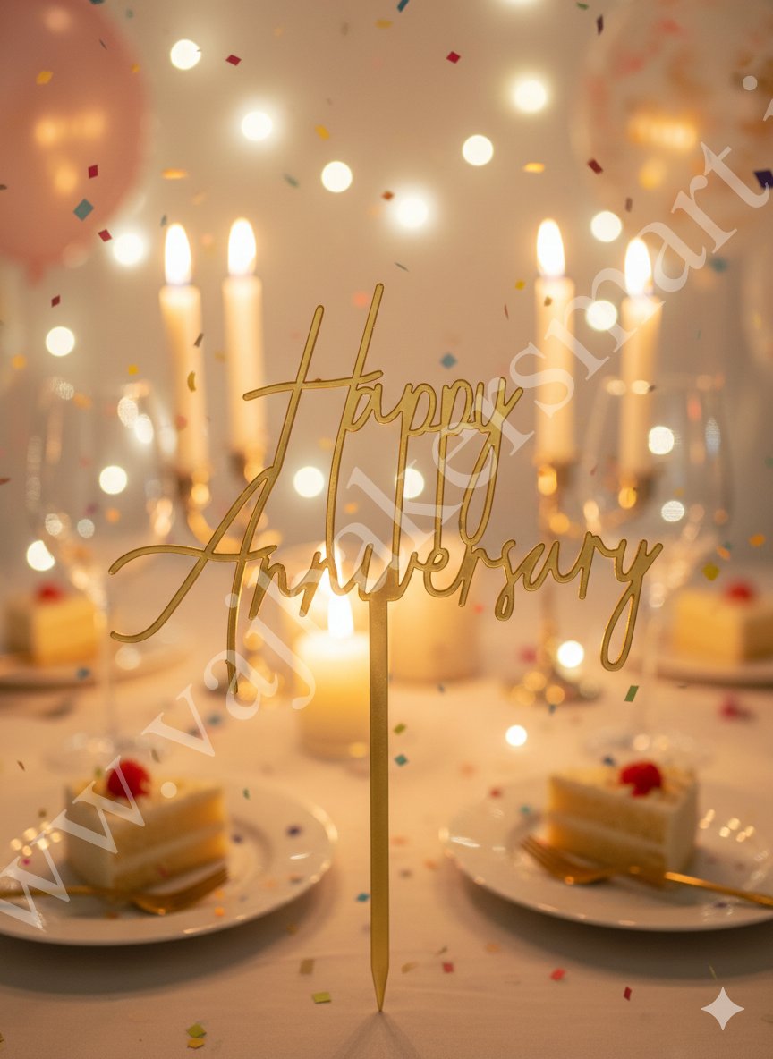 HA19 Acrylic Happy Anniversary Topper