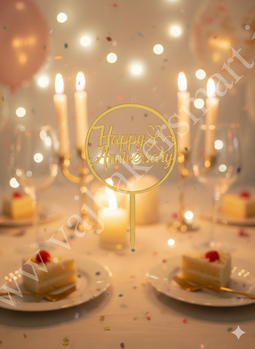 HA21 Acrylic Happy Anniversary Topper