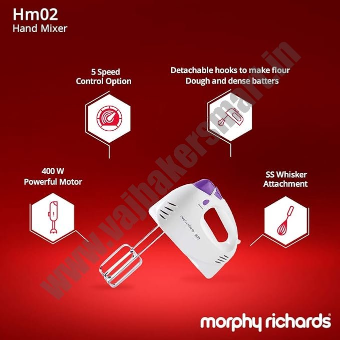 Morphy Richards Hand Mixer Beater HM02 300watts 5Speed with Turbo Mode