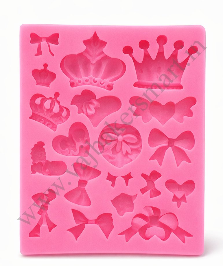 Crown & Bow Design Fondant Mould