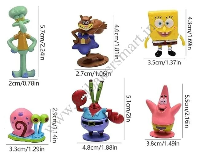 6 Pcs Cute SpongeBob Toys Set