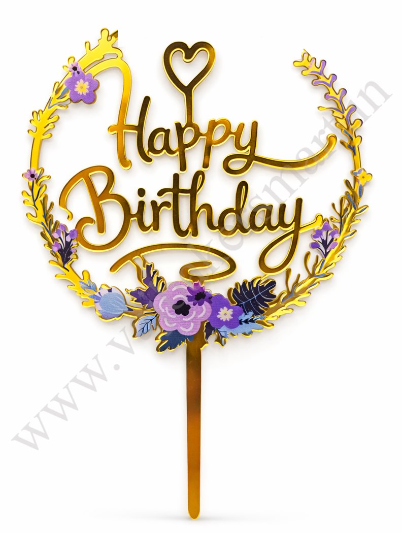DHB2 Designer Acrylic Happy Birthday Topper