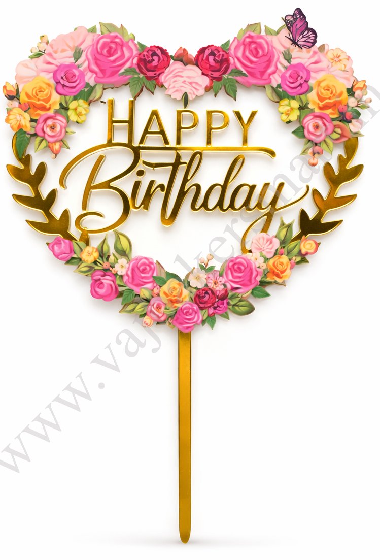 DHB4 Designer Acrylic Happy Birthday Topper