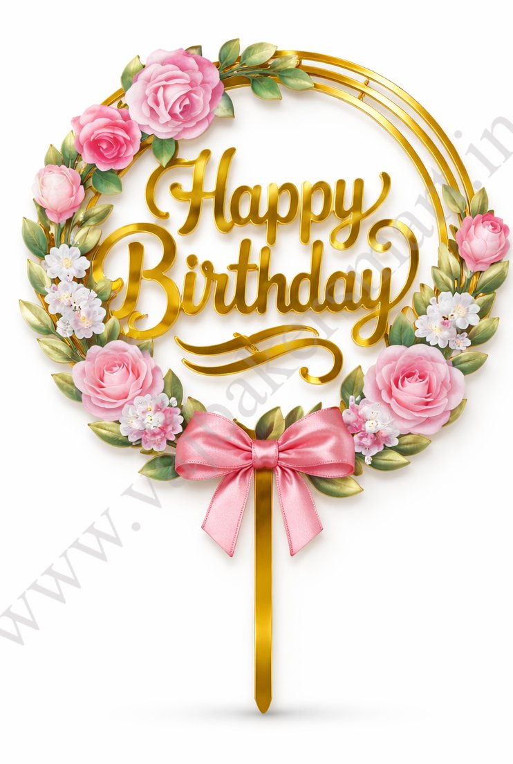 DHB8 Designer Acrylic Happy Birthday Topper