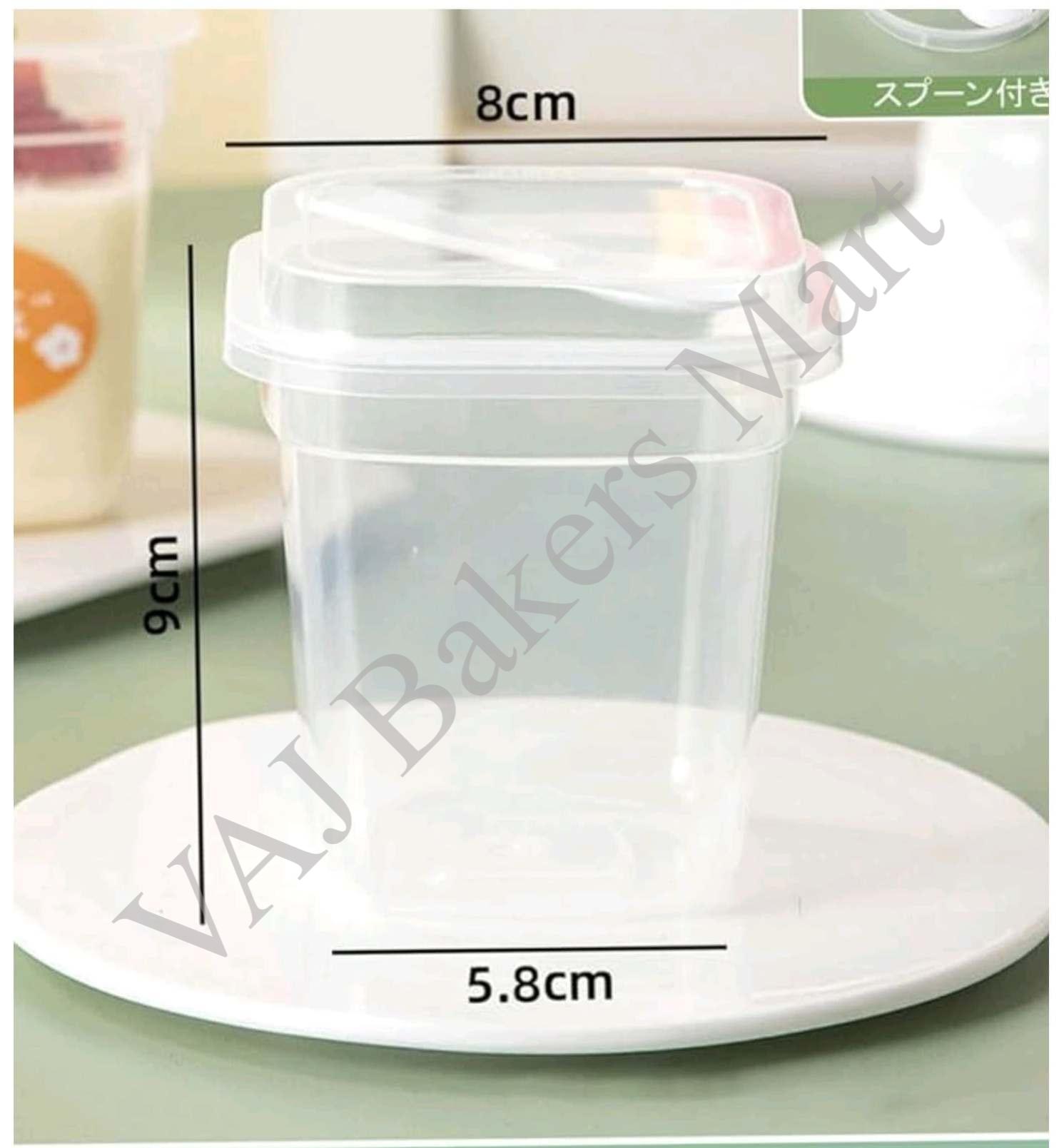 Square Dessert Box with Spoon 280ml (pack of 3)