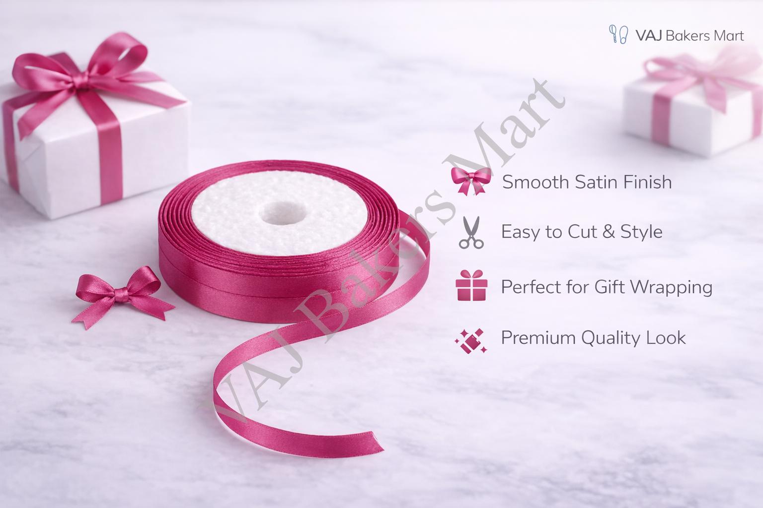 Luxurious Pink Ribbon 6mm