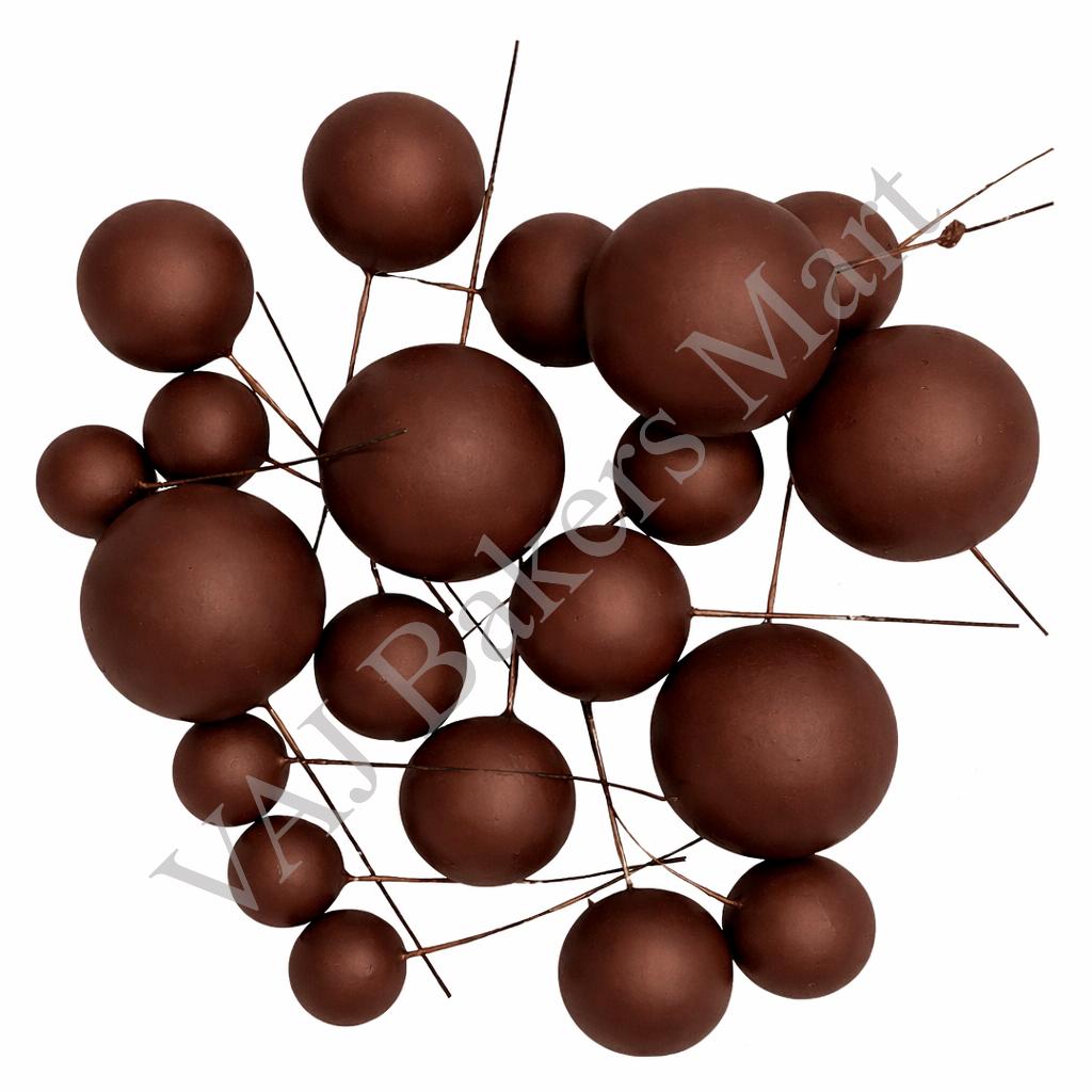 Chocolate Brown Matte Finish Faux Balls (F16)