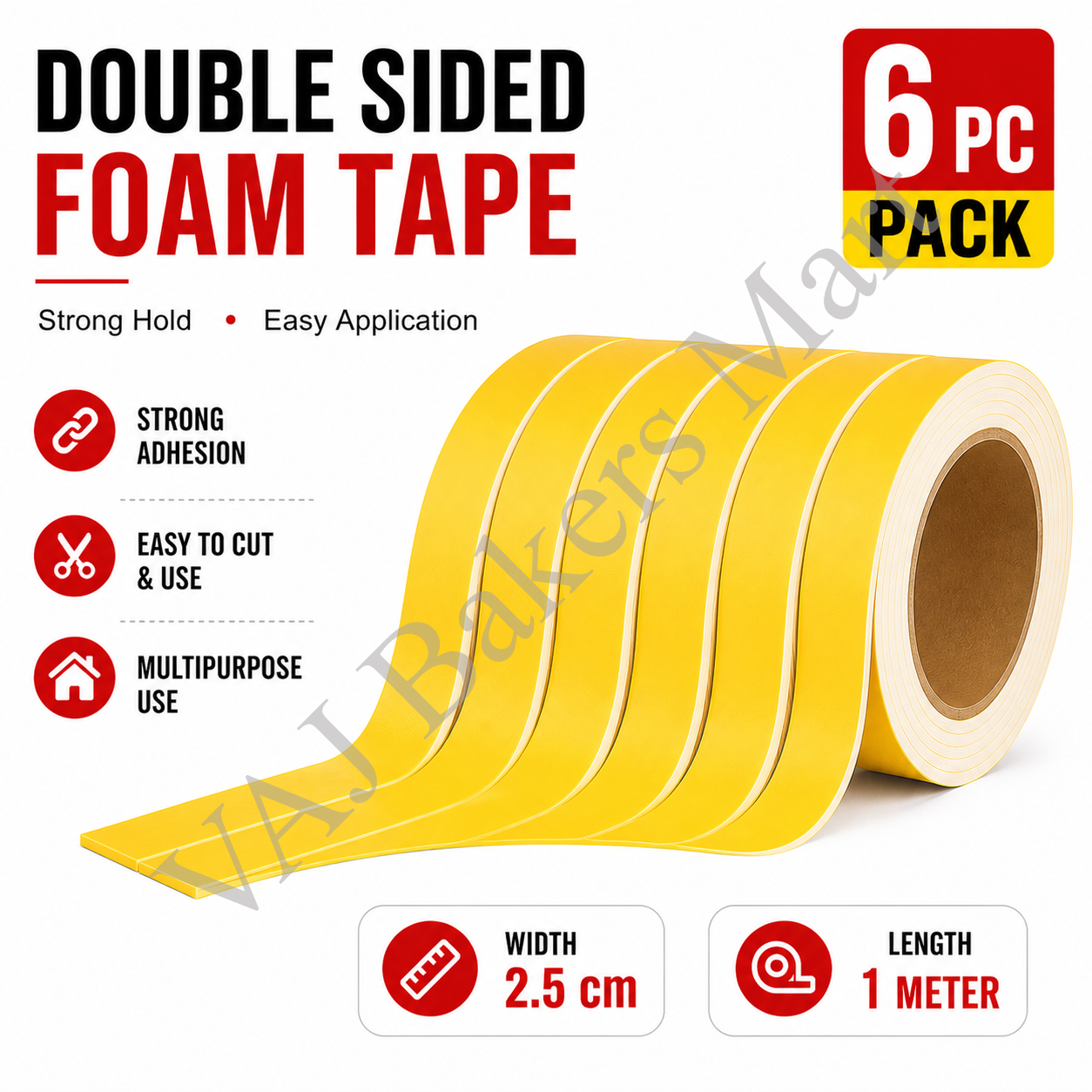 Double Sided Foam Tape -Mini (6Pc Pack)