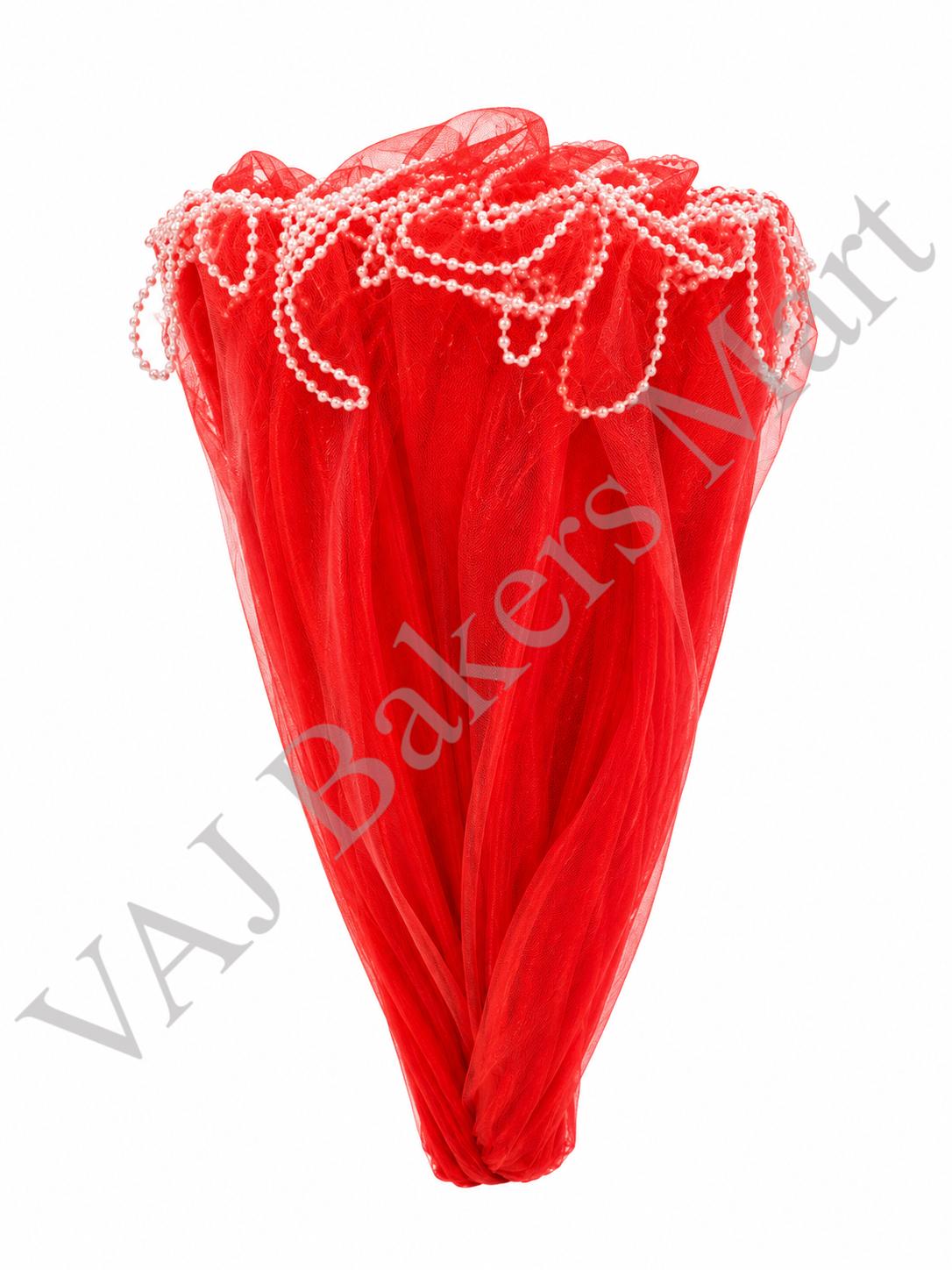 Pearl Noor Net 3-4M (Wrinkled Wave Mesh) - Red