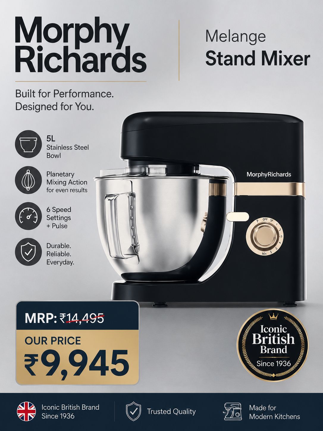 Morphy Richards 800W Stand Mixer 5L