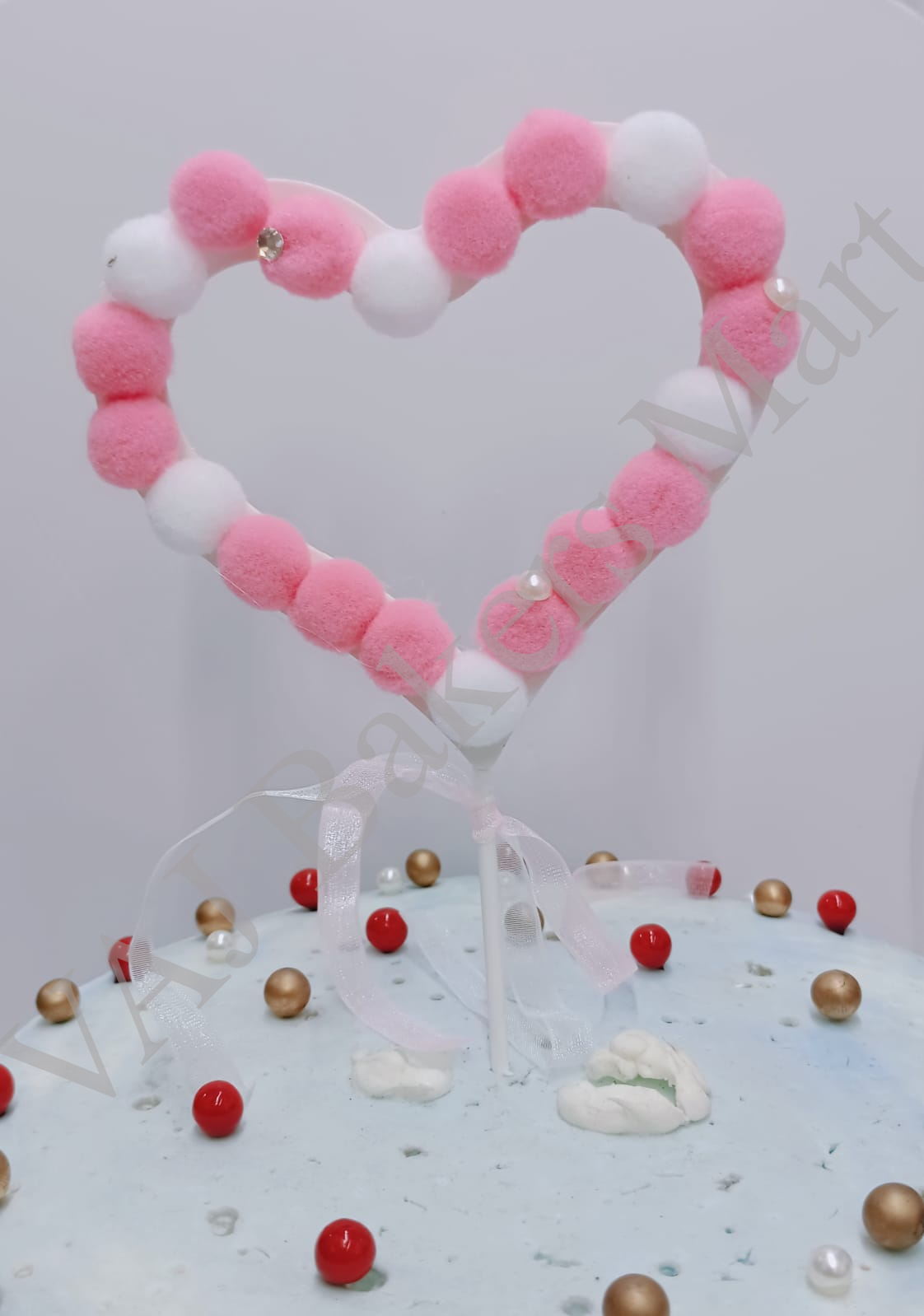 Pink Pom Pom Heart Topper