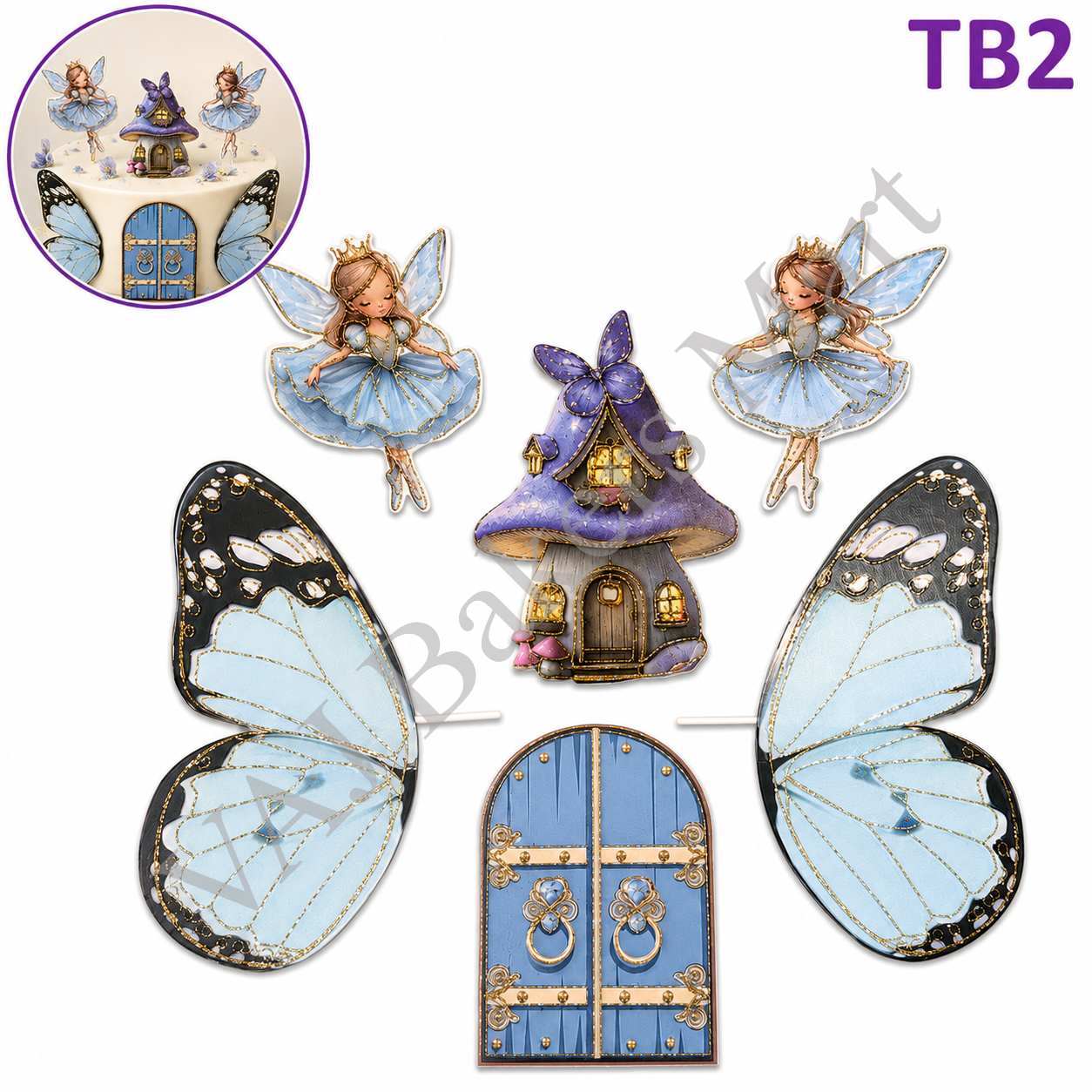 TB2 Trending Butterfly Wings, Castle with Fairies Topper