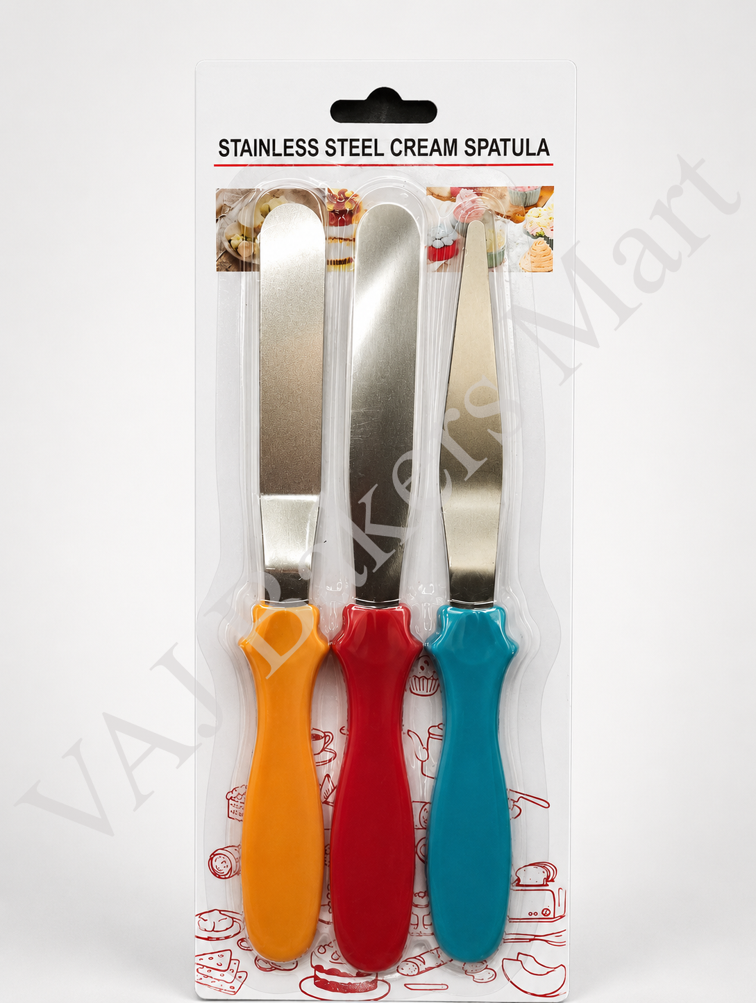 3 Pcs Stainless Steel Cake Icing Pallet Knife Set (Multicolor)