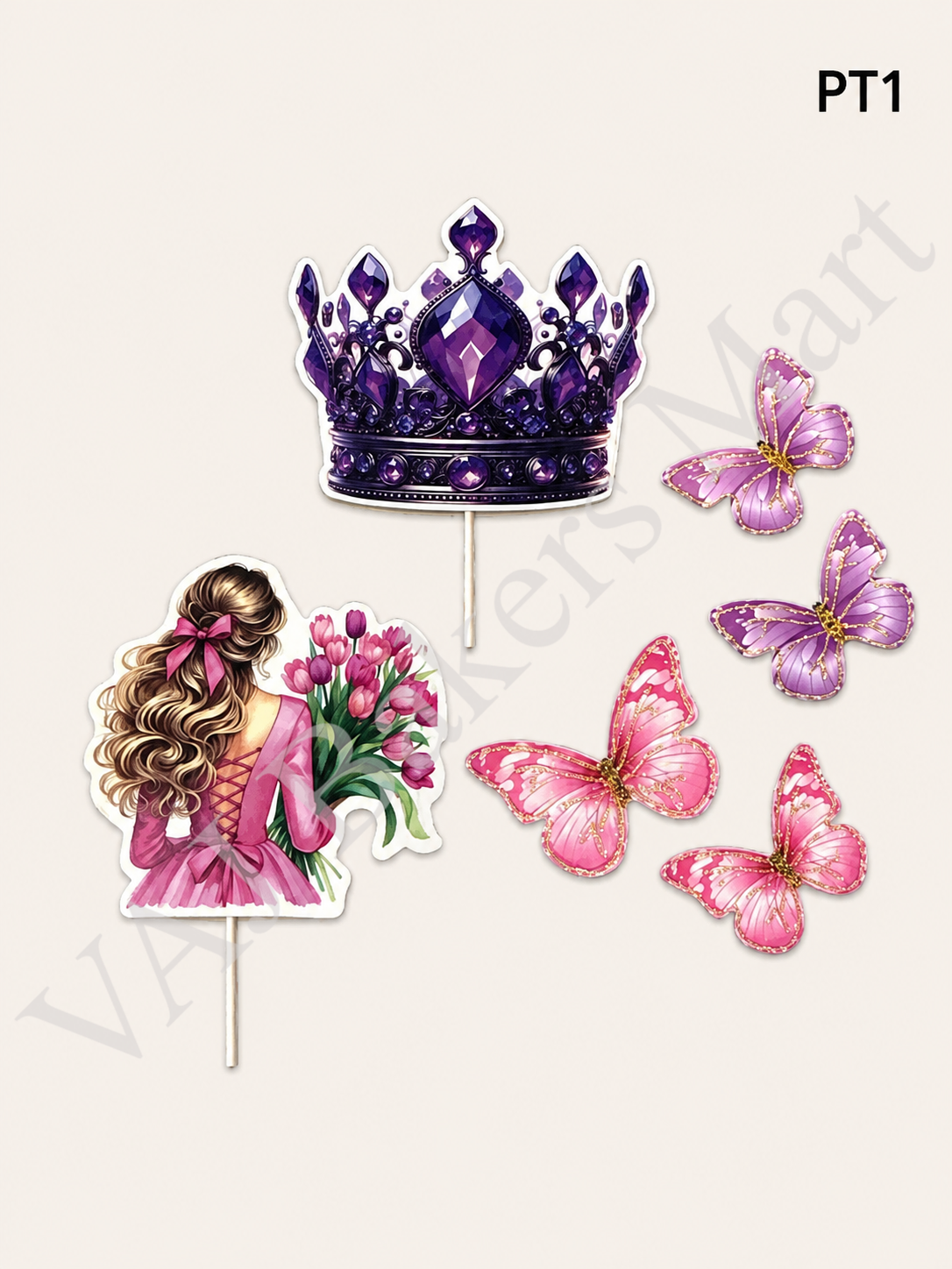 PT1 Princess with Butterfly & Crown Topper