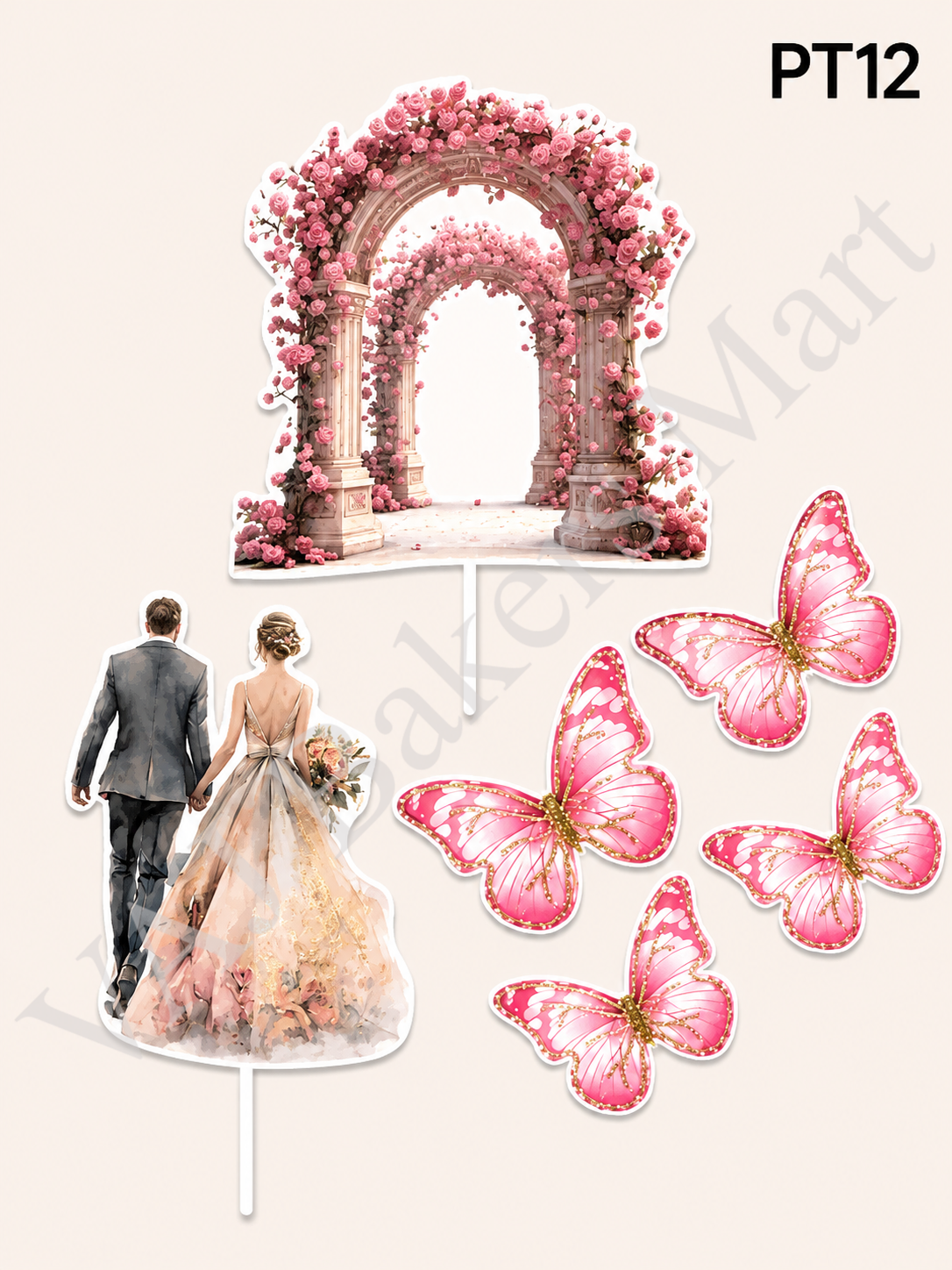 PT12 Wedding Couple with Door & Butterfly Topper