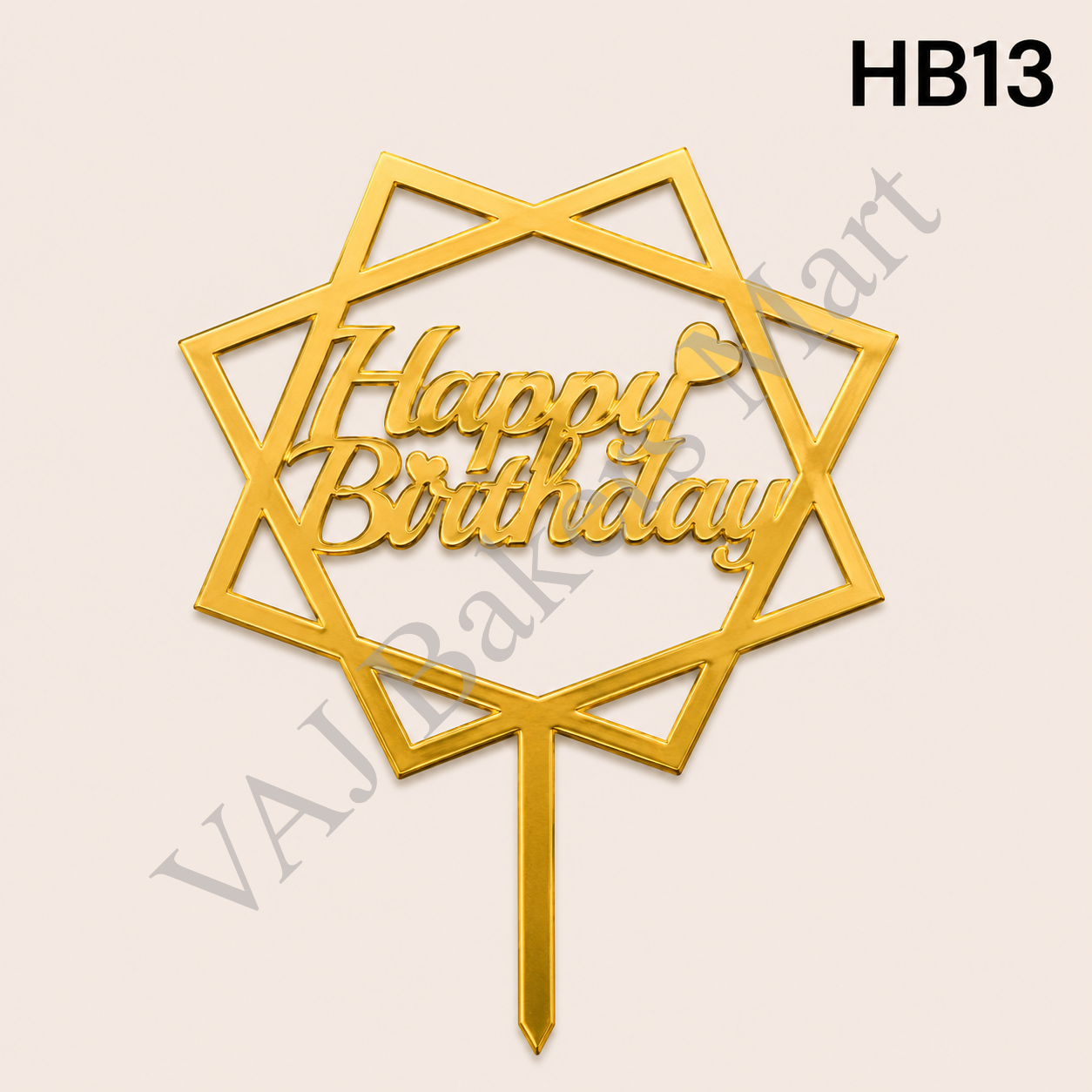 HB13 Acrylic Happy Birthday Topper