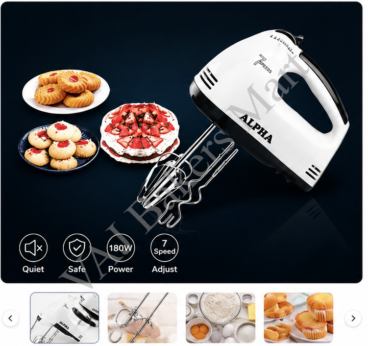 Alpha Hand Mixer Beater 180W 7 Speed