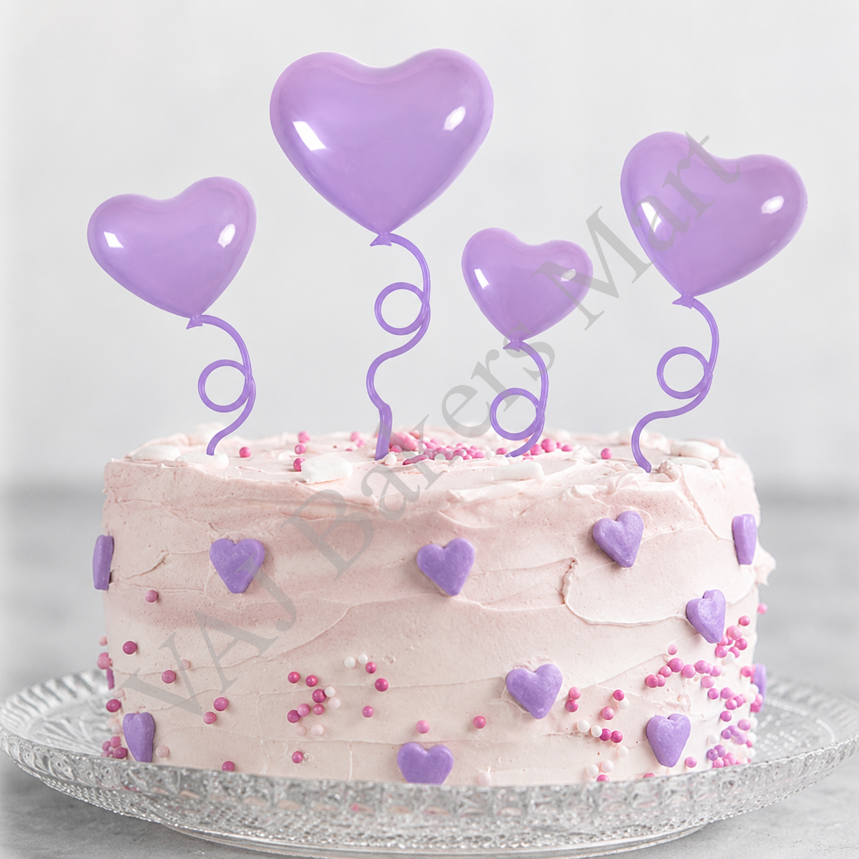Plastic Pastel Purple Heart Topper (Pack of 4)