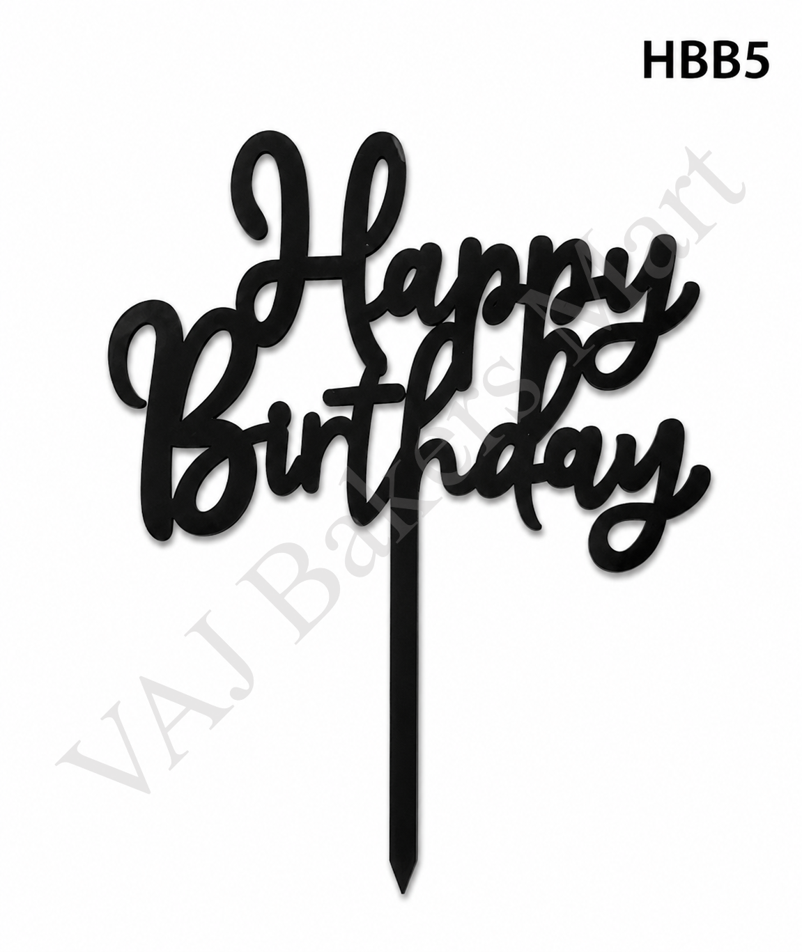 HBB5 Black Happy Birthday Topper