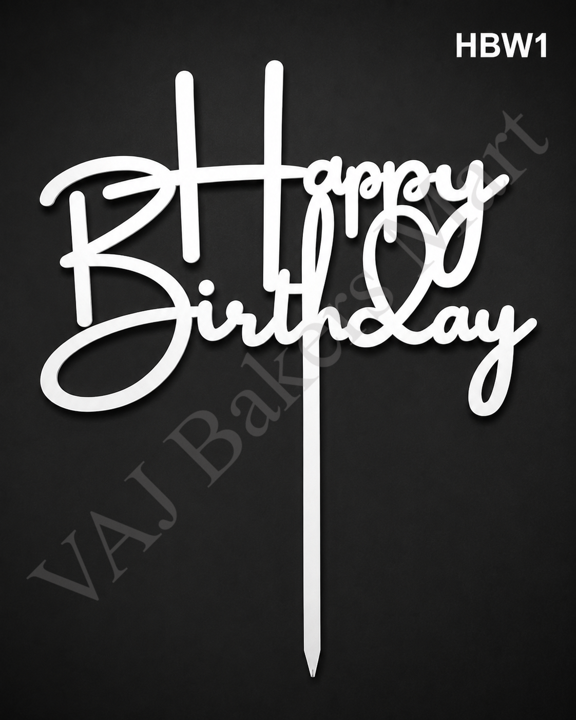 HBW1 White Happy Birthday Topper