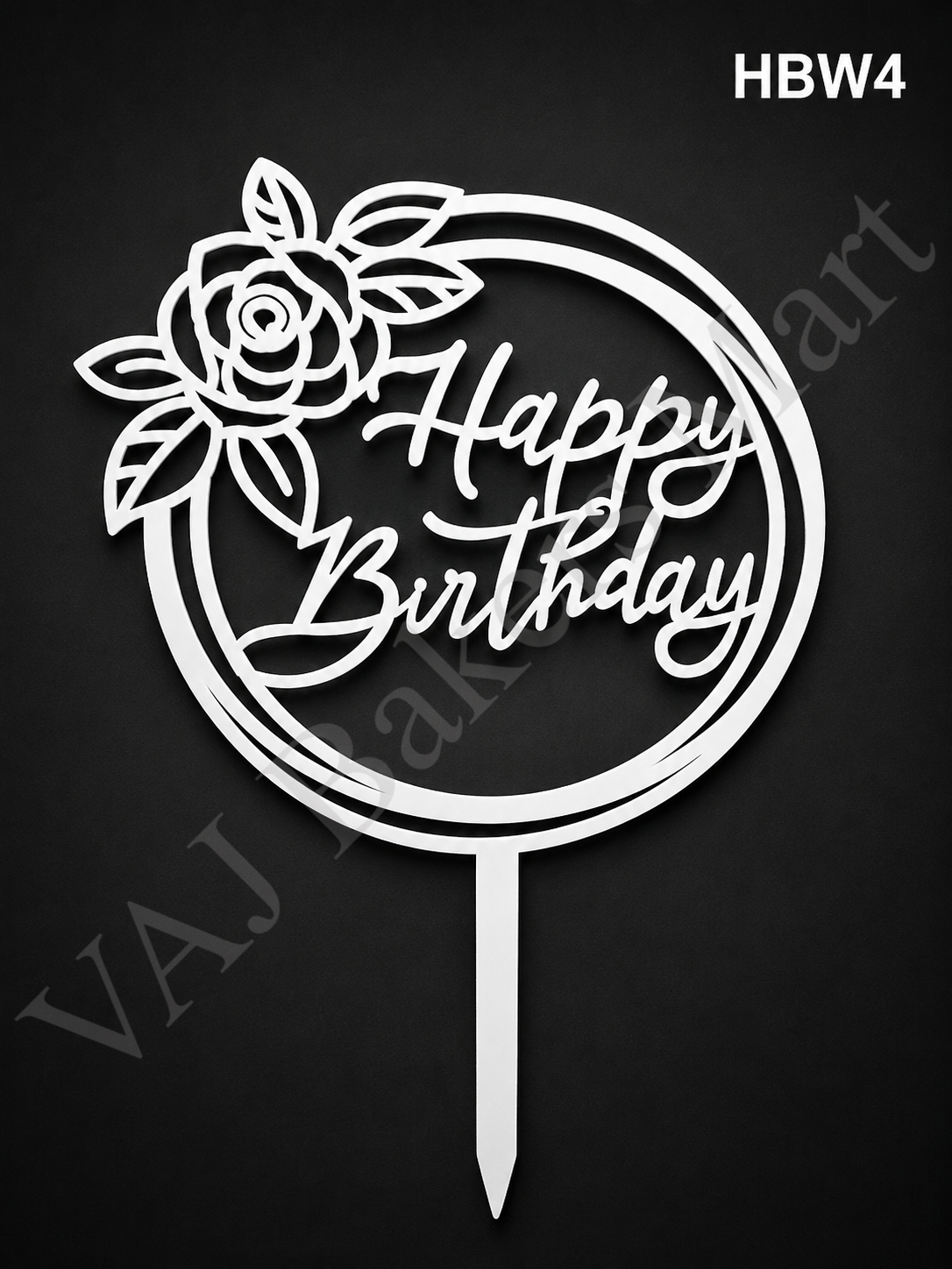 HBW4 White Happy Birthday Topper