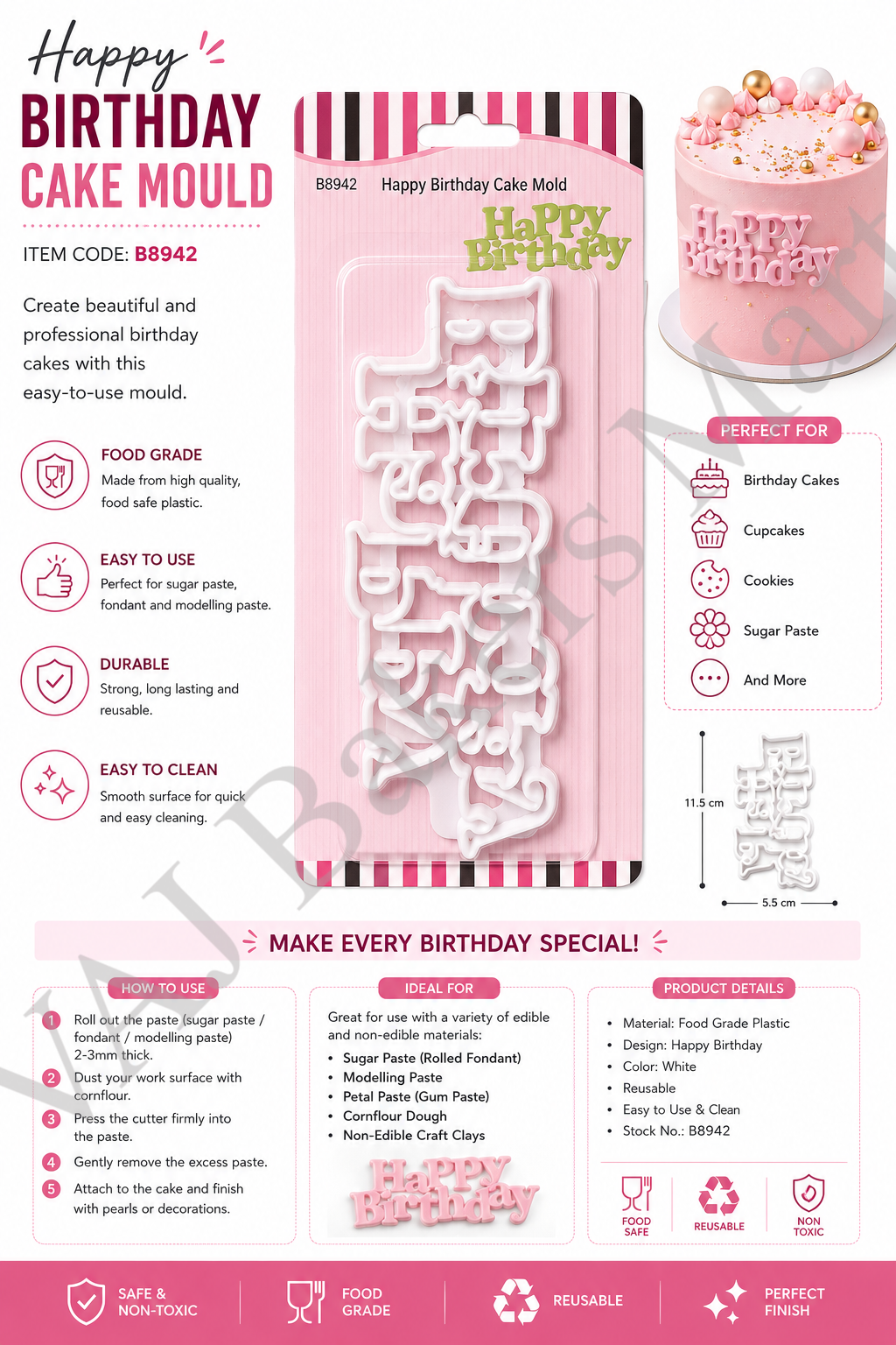 Happy Birthday Fondant Cutter