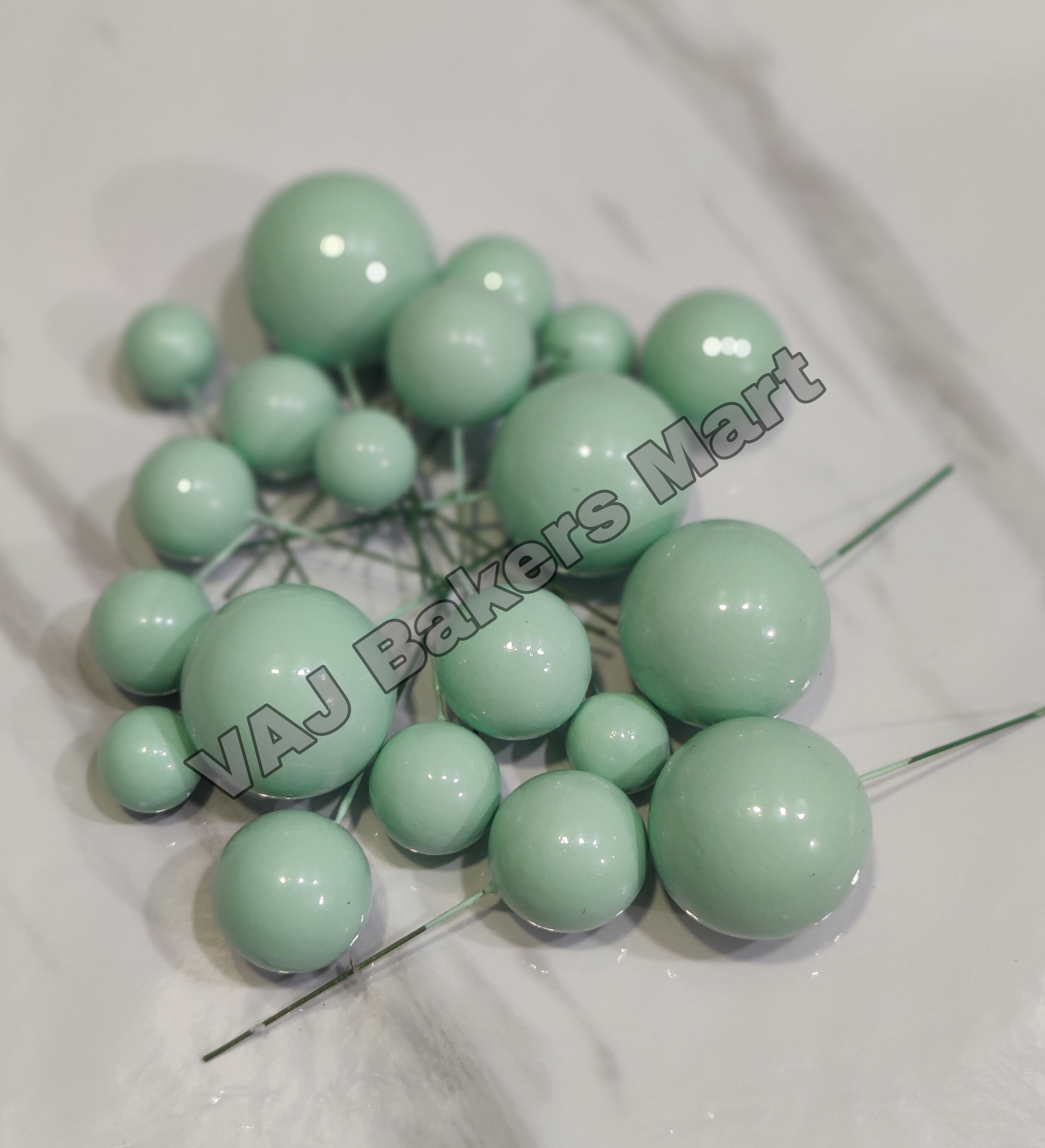 Pastel Green Metallic Faux Balls