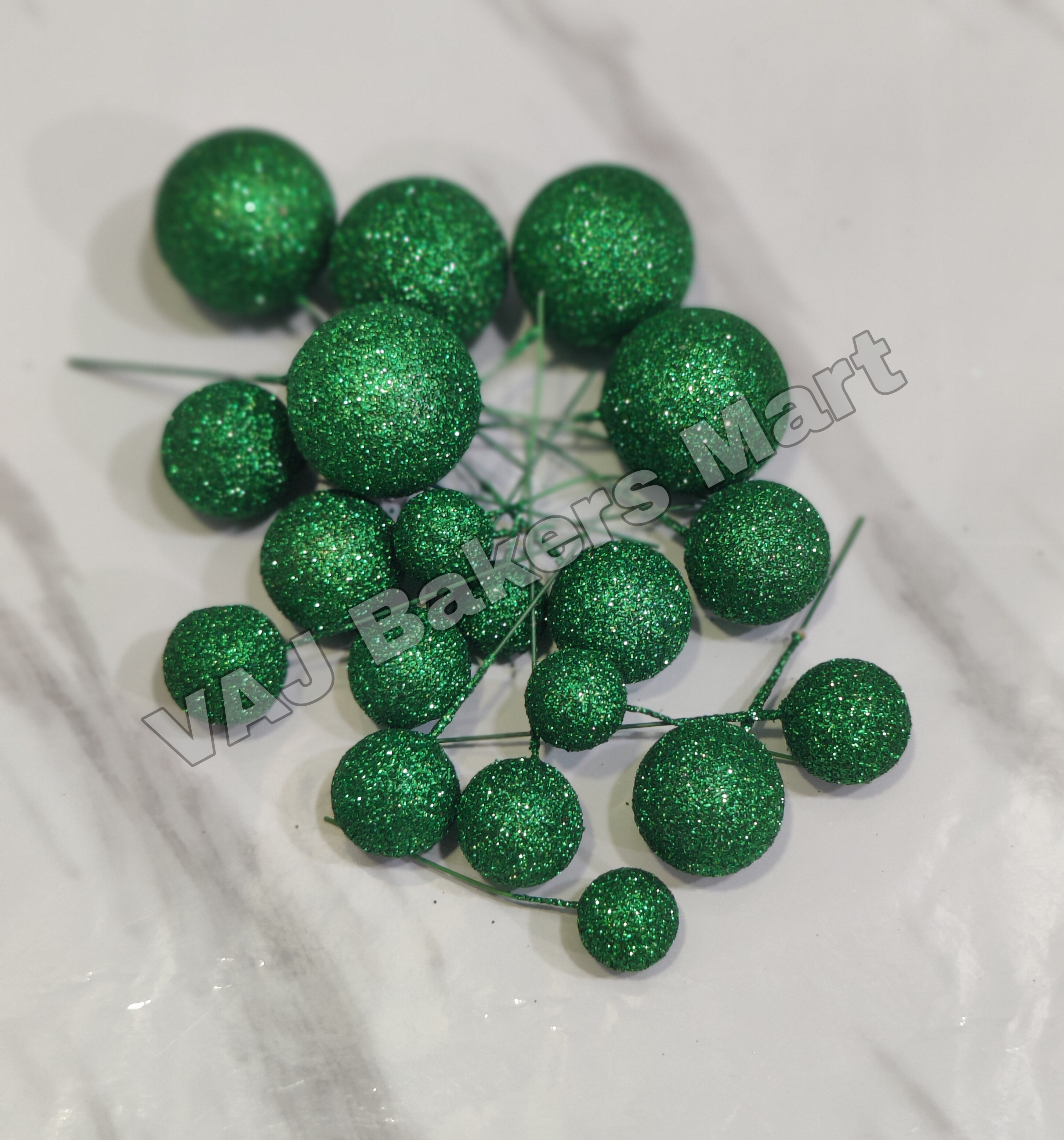Green Glitter Faux Balls
