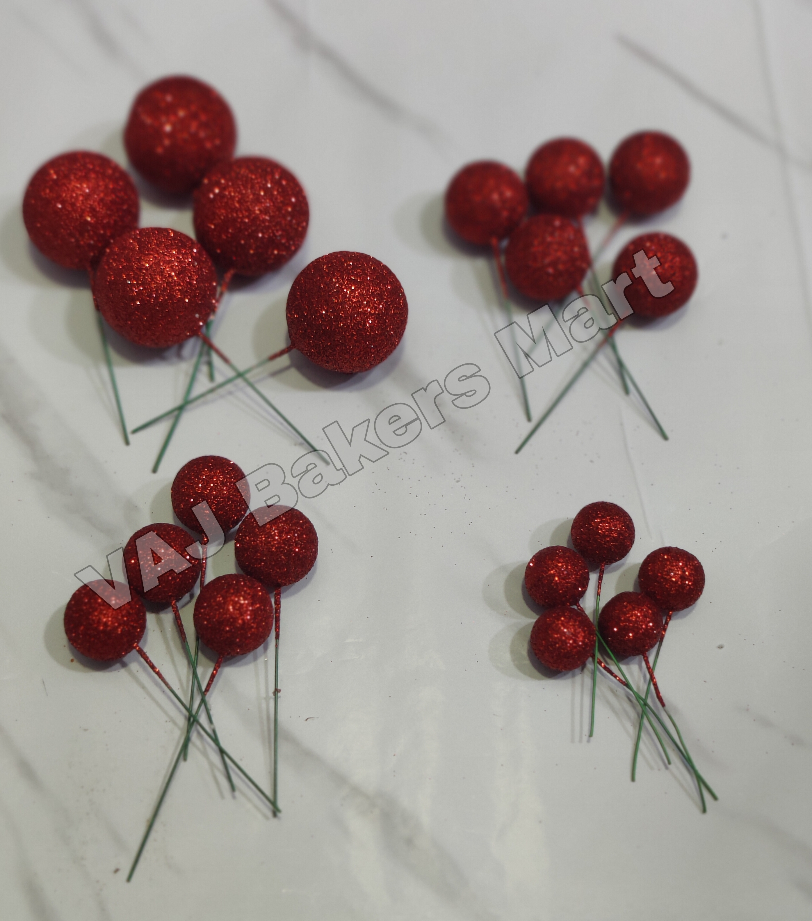Red Glitter Faux Balls