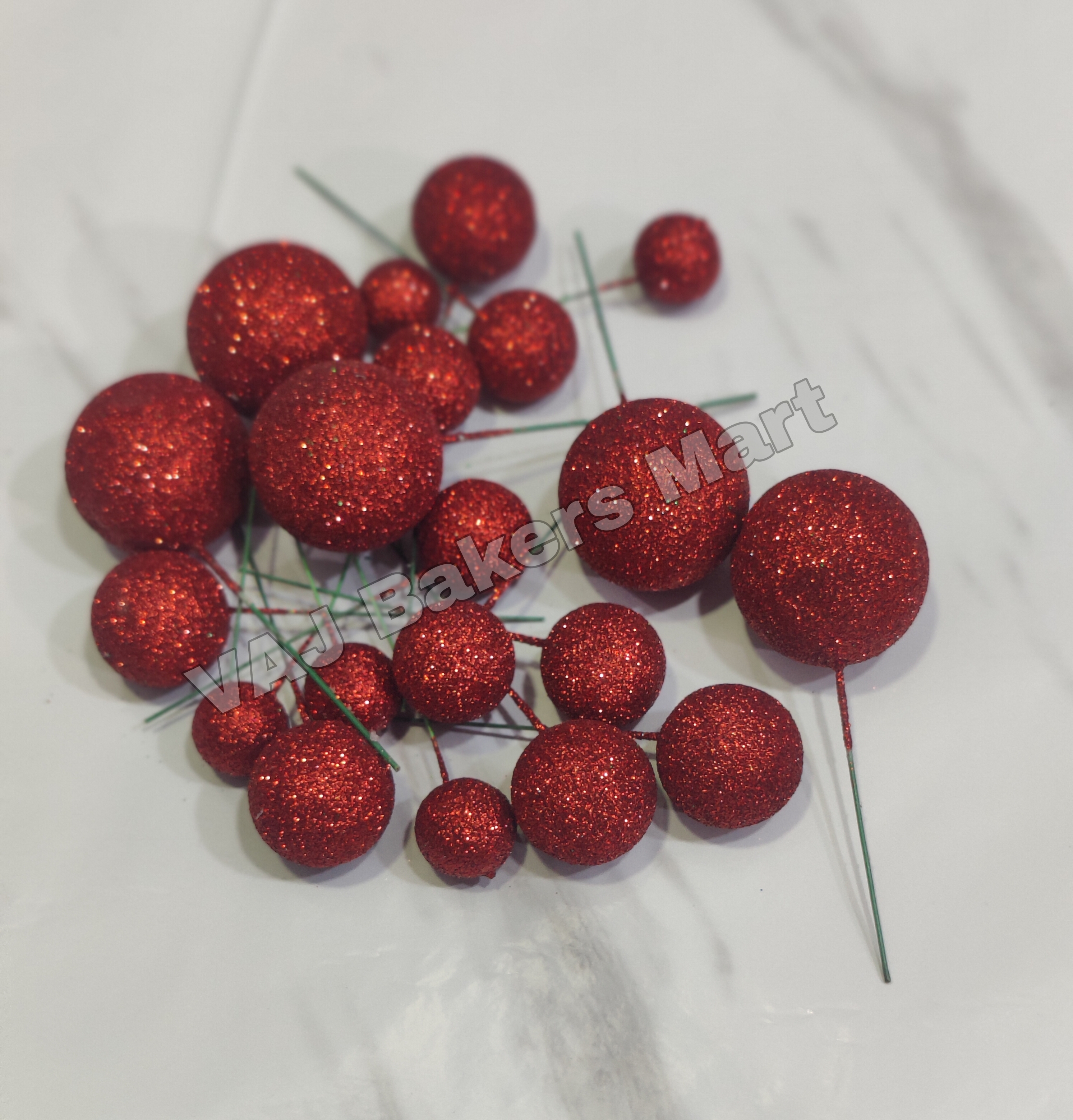 Red Glitter Faux Balls