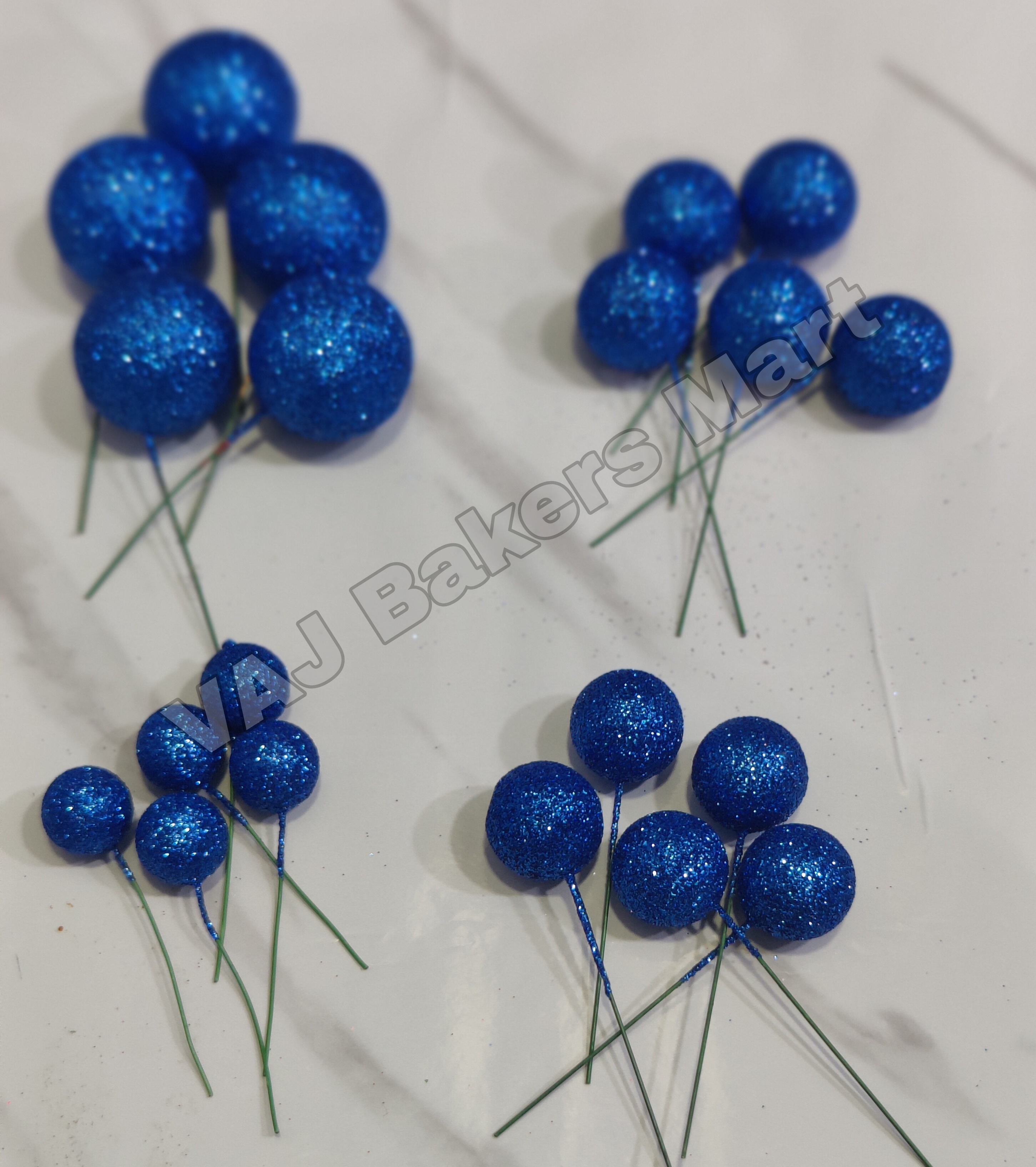 Blue Glitter Faux Balls