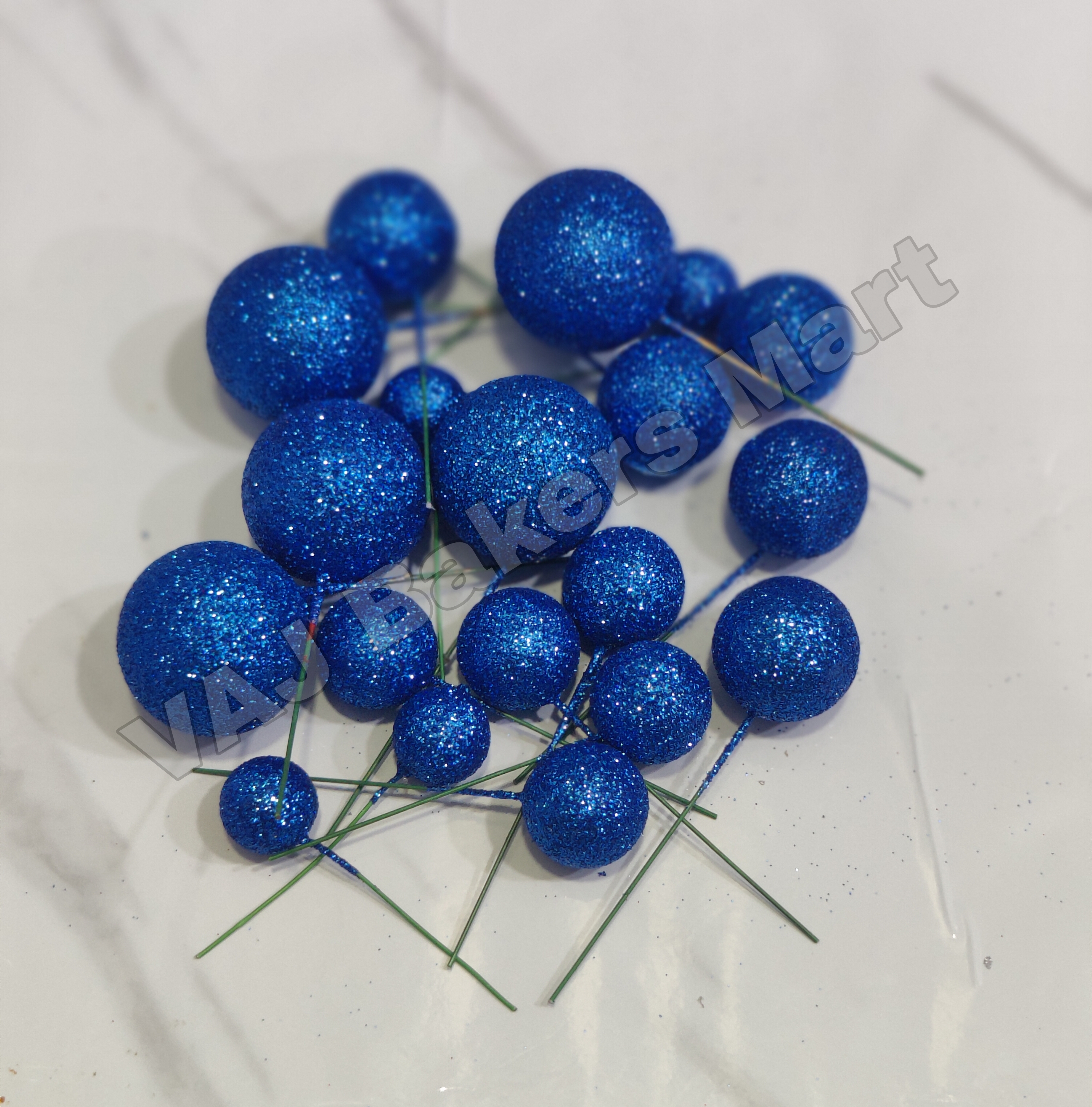 Blue Glitter Faux Balls