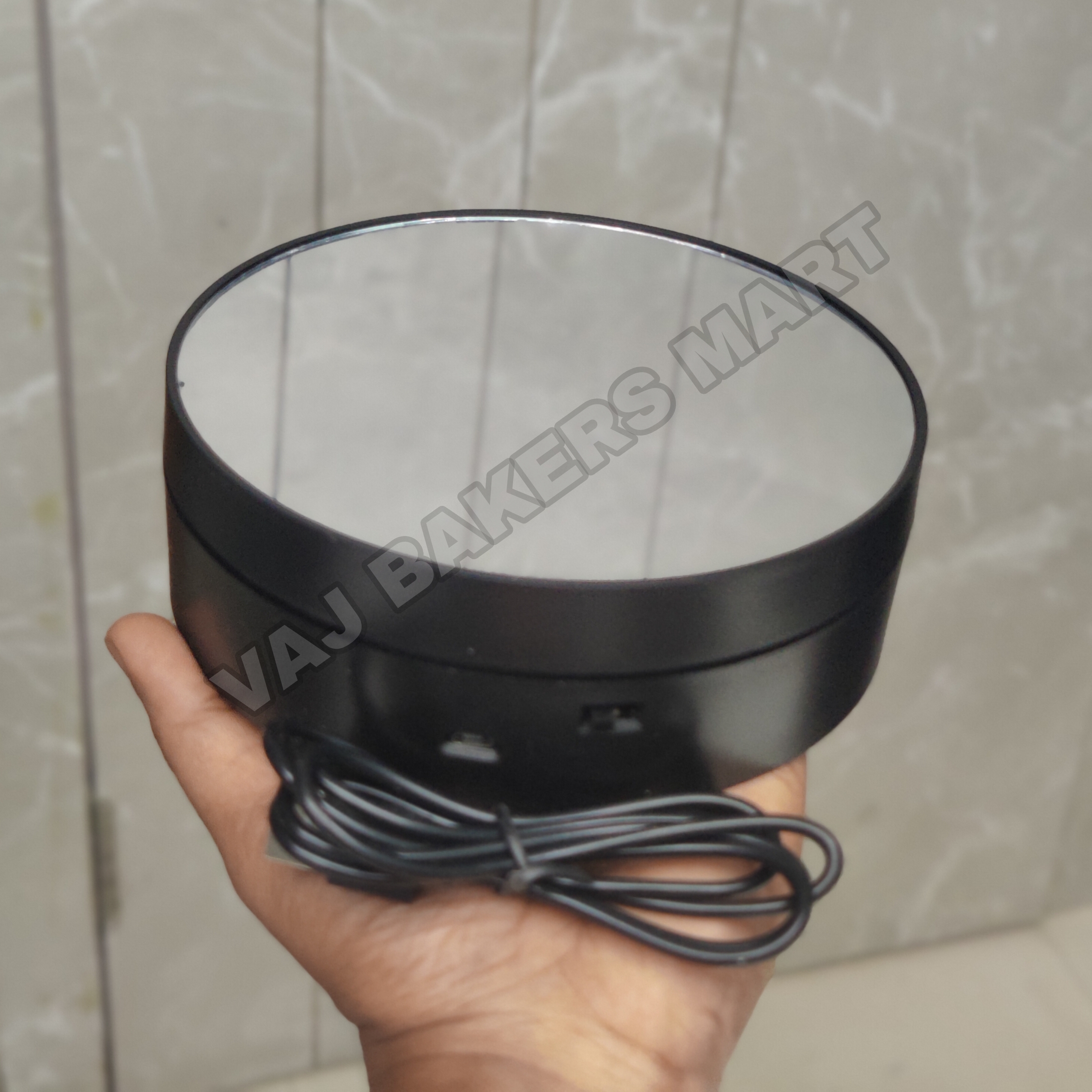 Electric 360 Rotating Stand 6" Black (Mirror Top)