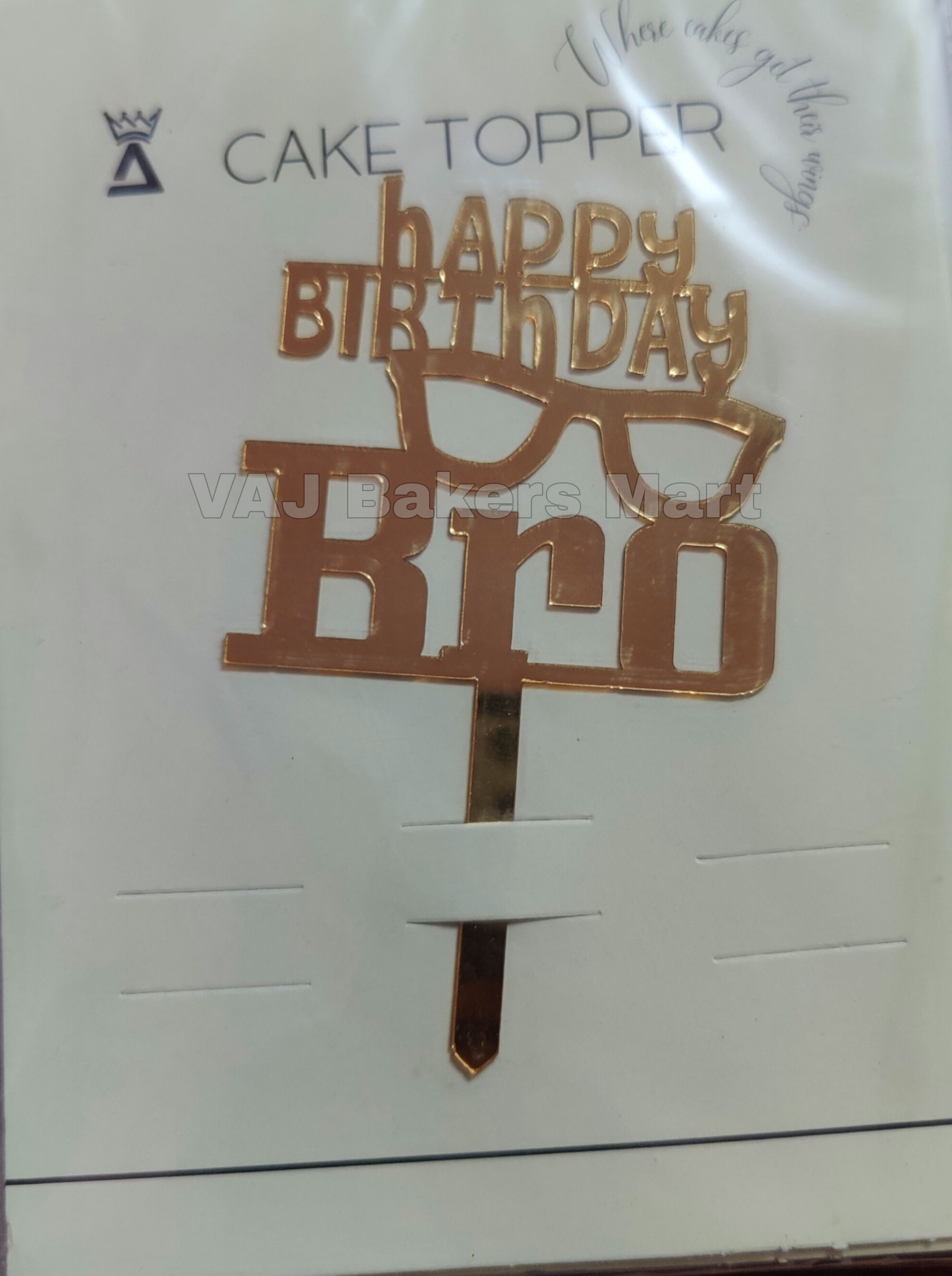 HBB Acrylic Happy Birthday Bro Topper