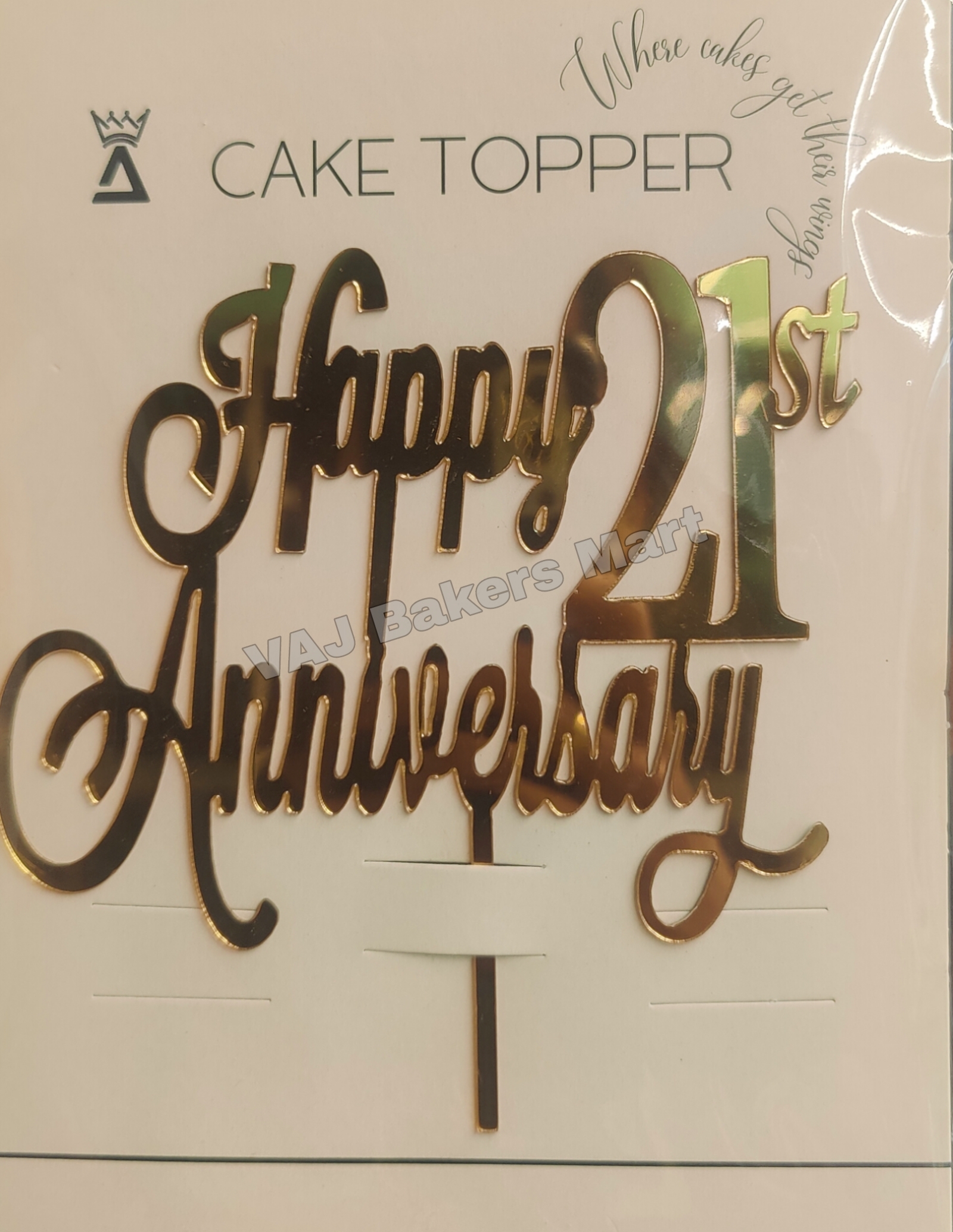 HA7 Acrylic 21st  Happy Anniversary Topper