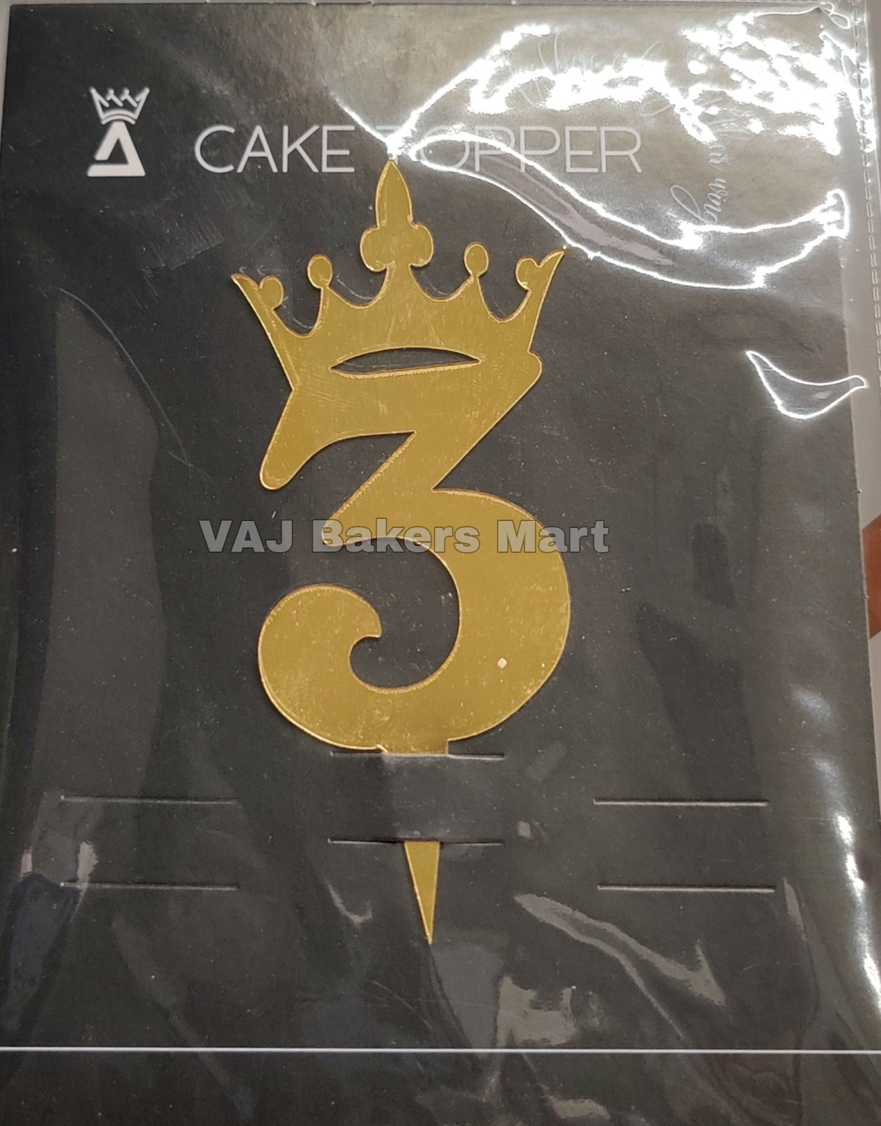 Acrylic Numerical Topper with Crown Big No.3