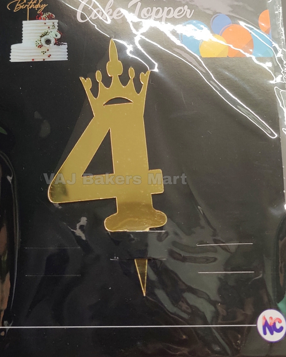 Acrylic Numerical Topper with Crown Big No.4