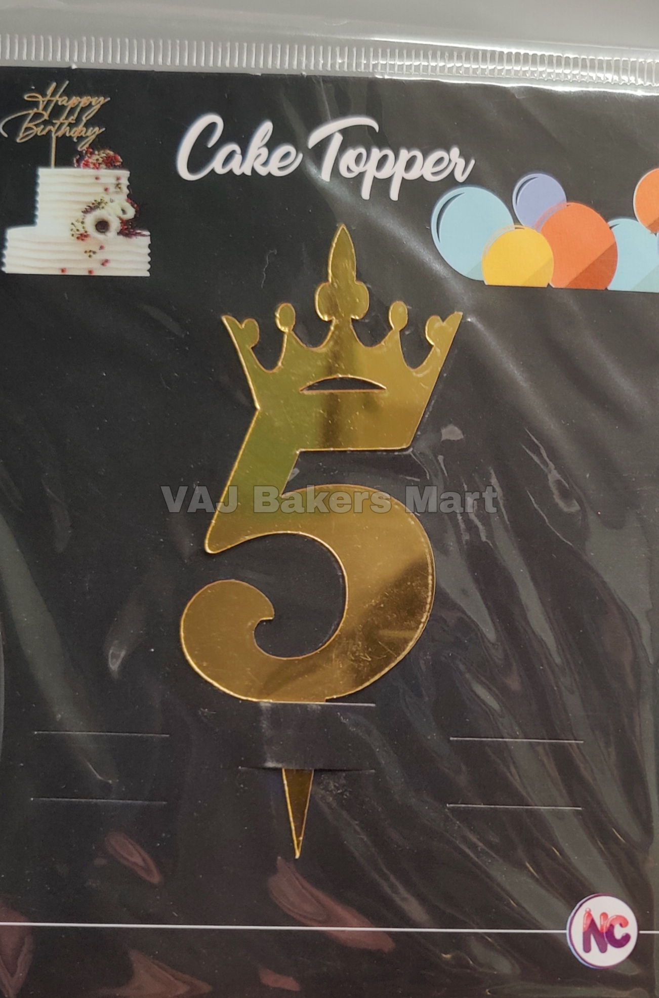Acrylic Numerical Topper with Crown Big No.5