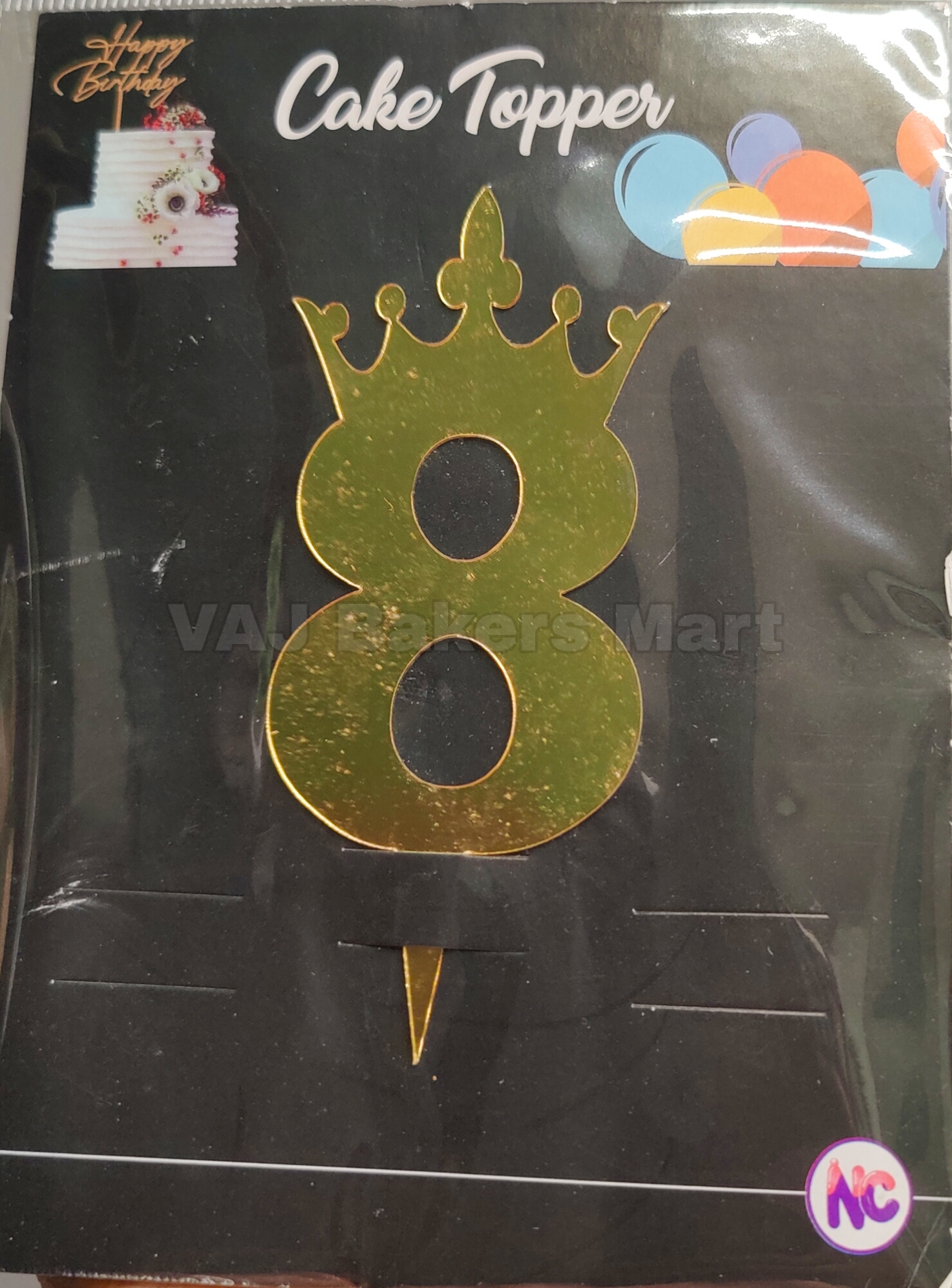 Acrylic Numerical Topper with Crown Big No.8