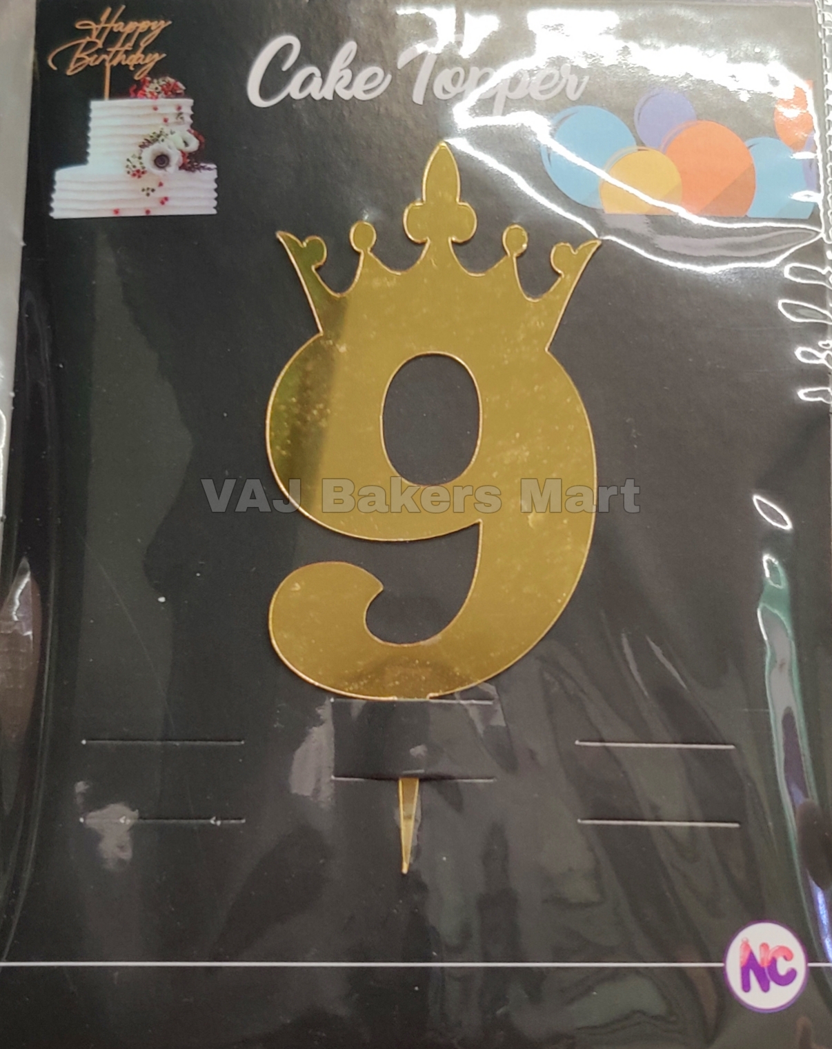 Acrylic Numerical Topper with Crown Big No.9